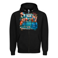 Black Customize USA truck Zipper Hoodie - FaDigitalArtStudio