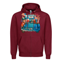 Burgundy Customize USA truck Zipper Hoodie - FaDigitalArtStudio