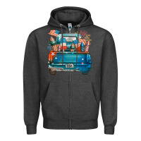 Charcoal Heather Customize USA truck Zipper Hoodie - FaDigitalArtStudio