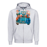 Heather Grey Customize USA truck Zipper Hoodie - FaDigitalArtStudio