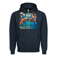 Navy Customize USA truck Zipper Hoodie - FaDigitalArtStudio
