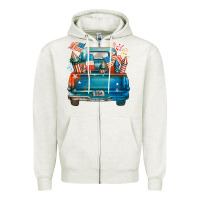 Oatmeal Heather Customize USA truck Zipper Hoodie - FaDigitalArtStudio