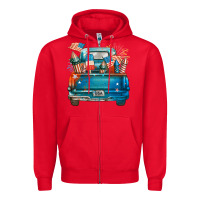 Red Customize USA truck Zipper Hoodie - FaDigitalArtStudio