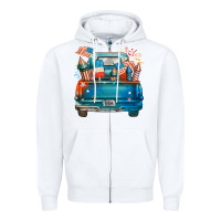 White Customize USA truck Zipper Hoodie - FaDigitalArtStudio