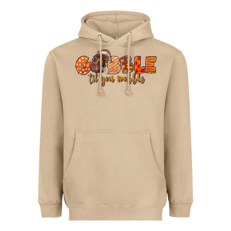 Fall Gobble Gobble Til You Wobble Heavyweight Hoodie by LillyAllenDesigns | Teevron