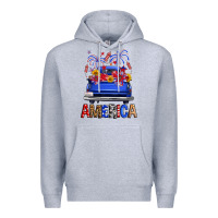 Heather Grey Western Fourth Of July America Truck Premium Hoodie - FaDigitalArtStudio
