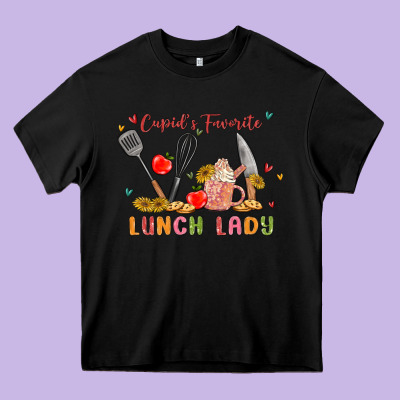 Cupids Favorite Lunch Lady Heavy Core Tee Designed By Maliassmallbusiness