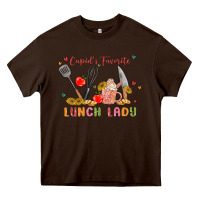 Chocolate Brown cupids favorite lunch lady Heavy Core Tee - MaliasSmallBusiness