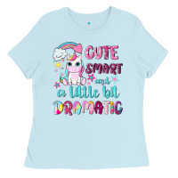 Baby Blue cute smart and a little bit dramatic with unicorn Ladies Tee - NancyCooperArtShop