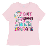 Bubblegum Pink cute smart and a little bit dramatic with unicorn Ladies Tee - NancyCooperArtShop