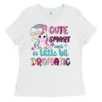 White cute smart and a little bit dramatic with unicorn Ladies Tee - NancyCooperArtShop