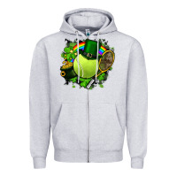 Heather Grey St. Patrick's Day Tennis Zipper Hoodie - FaDigitalArtStudio