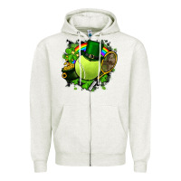 Oatmeal Heather St. Patrick's Day Tennis Zipper Hoodie - FaDigitalArtStudio