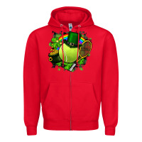 Red St. Patrick's Day Tennis Zipper Hoodie - FaDigitalArtStudio