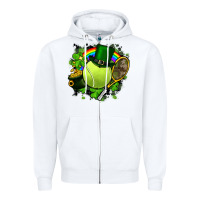 White St. Patrick's Day Tennis Zipper Hoodie - FaDigitalArtStudio