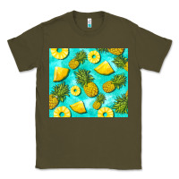 Army Green blue pineapple Classic Tee - BarkalooDesign