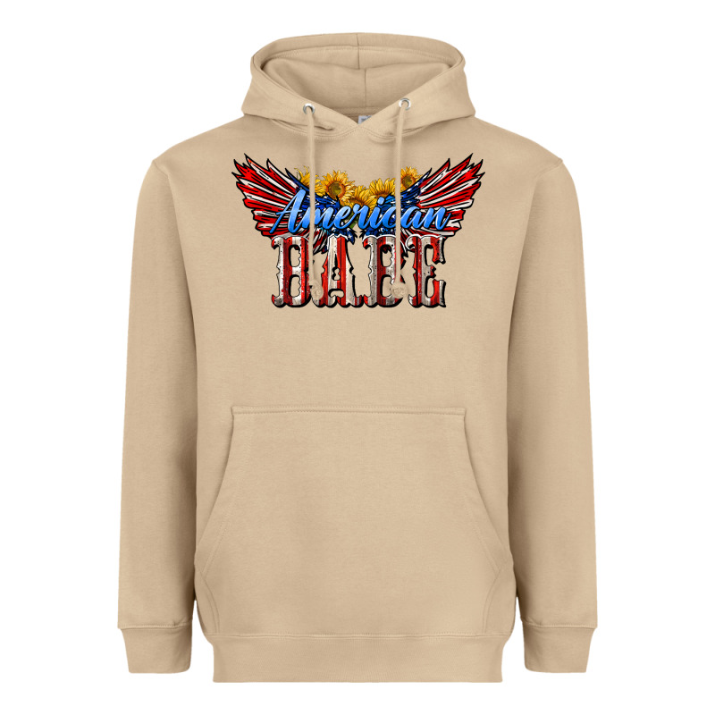 American Babe With Sunflowers Heavyweight Hoodie by LillyAllenDesigns | Teevron