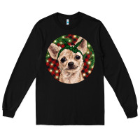 Black Christmas Chihuahua With Buffalo Plaid Long Sleeve Tee - RanaPortraitStore