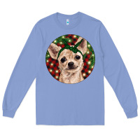 Colony Blue Christmas Chihuahua With Buffalo Plaid Long Sleeve Tee - RanaPortraitStore