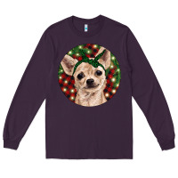 Plum Christmas Chihuahua With Buffalo Plaid Long Sleeve Tee - RanaPortraitStore
