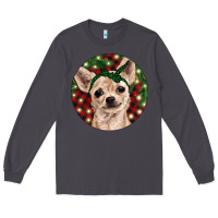Smoke Christmas Chihuahua With Buffalo Plaid Long Sleeve Tee - RanaPortraitStore
