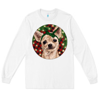 White Christmas Chihuahua With Buffalo Plaid Long Sleeve Tee - RanaPortraitStore