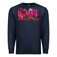 Navy Be Mine Valentines Day Premium Sweatshirt - CowhideDigitalArt