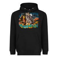 Black Happy Fall Y'all Owl Heavyweight Hoodie - LillyAllenDesigns