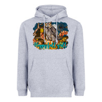 Heather Grey Happy Fall Y'all Owl Heavyweight Hoodie - LillyAllenDesigns
