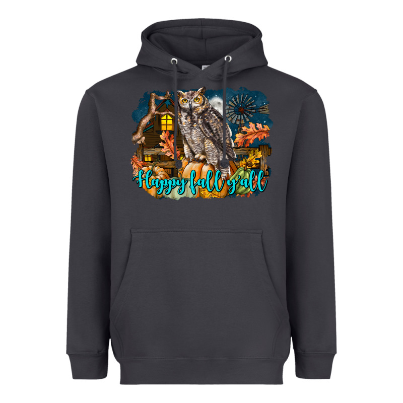 Happy Fall Y'all Owl Heavyweight Hoodie by LillyAllenDesigns | Teevron