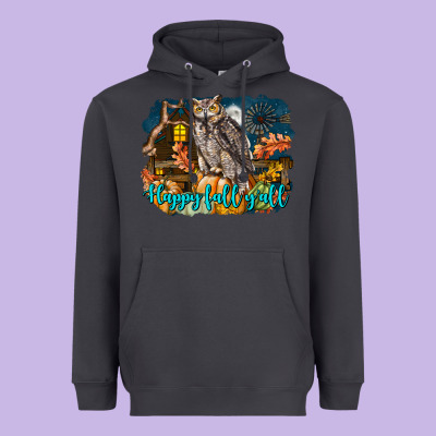 Happy Fall Y'all Owl Heavyweight Hoodie Designed By Lillyallendesigns