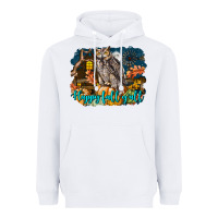 White Happy Fall Y'all Owl Heavyweight Hoodie - LillyAllenDesigns