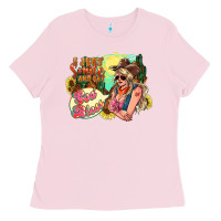 Bubblegum Pink i just smile and say god bless Ladies Tee - NancyCooperArtShop