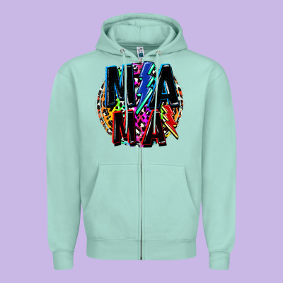 Mama Lightning Bolts Mother's Day Zipper Hoodie Designed By Fadigitalartstudio