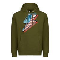 Army Green American flag lightning bolt 4th of july Premium Hoodie - FaDigitalArtStudio