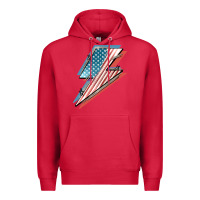Cardinal American flag lightning bolt 4th of july Premium Hoodie - FaDigitalArtStudio