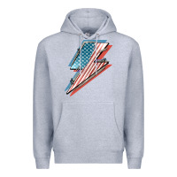 Heather Grey American flag lightning bolt 4th of july Premium Hoodie - FaDigitalArtStudio