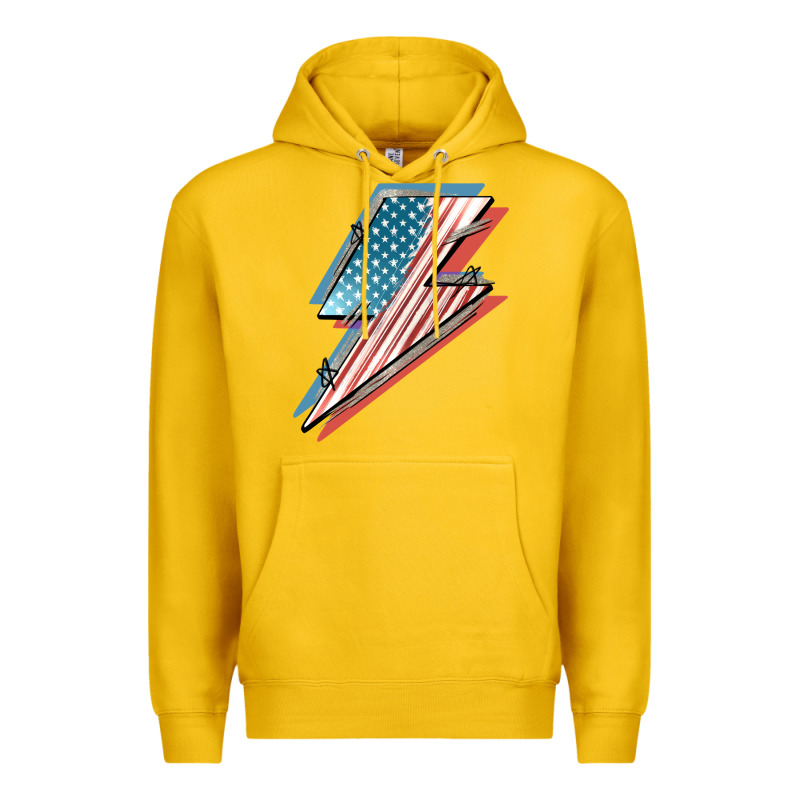 American Flag Lightning Bolt 4th Of July Premium Hoodie by FaDigitalArtStudio | Teevron