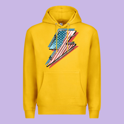 American Flag Lightning Bolt 4th Of July Premium Hoodie Designed By Fadigitalartstudio