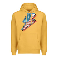 Mustard American flag lightning bolt 4th of july Premium Hoodie - FaDigitalArtStudio