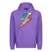 Purple American flag lightning bolt 4th of july Premium Hoodie - FaDigitalArtStudio