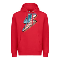 Red American flag lightning bolt 4th of july Premium Hoodie - FaDigitalArtStudio
