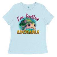 Baby Blue im turtley adorable Ladies Tee - NancyCooperArtShop