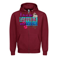 Burgundy I run on caffeine and kisses Zipper Hoodie - FaDigitalArtStudio