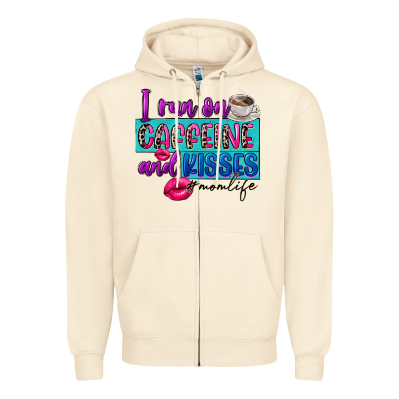 I Run On Caffeine And Kisses Zipper Hoodie by FaDigitalArtStudio | Teevron