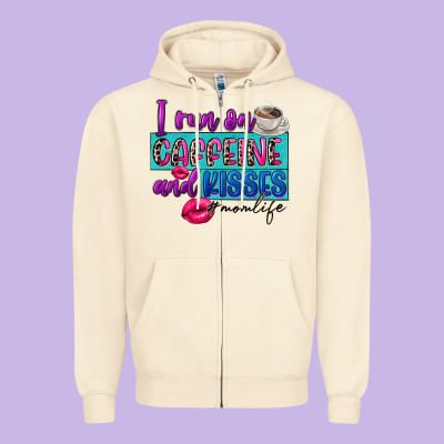 I Run On Caffeine And Kisses Zipper Hoodie Designed By Fadigitalartstudio