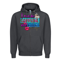Smoke I run on caffeine and kisses Zipper Hoodie - FaDigitalArtStudio