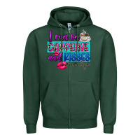 Sports Green I run on caffeine and kisses Zipper Hoodie - FaDigitalArtStudio