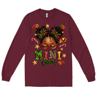 Burgundy mini claus messy bun Long Sleeve Tee - texasbilliewilder