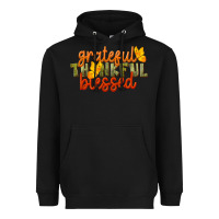 Black Fall Grateful Thankful Blessed Heavyweight Hoodie - LillyAllenDesigns